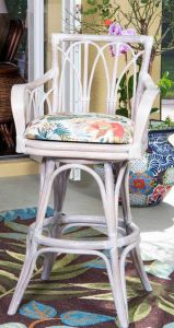 Wicker Bar Stools, Tilt Swivel, Rattan Frames ,Trinidad Style Rustic Driftwood (Minimum 2)
