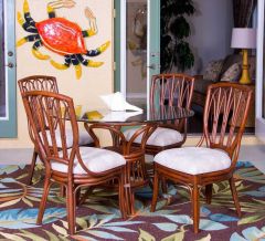 Rattan 42" Dining Set Trinidad Style with 4 Side Chairs (lots of other choices)