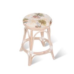 Wicker Counter Stools, Swivel Seats, Rattan Frames - Washed Linen