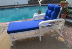 Resin Wicker Chaise Lounge Adjustable Back with Seat & Back Cushions White, Antique Brown, Black, Driftwood & Golden Honey