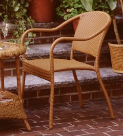 Resin Wicker Bistro Chair, Golden Honey