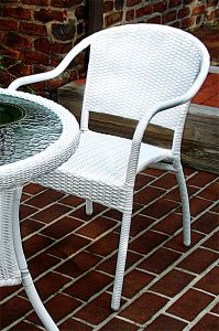 Resin Wicker Bistro Chair, White