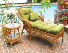 Belair Resin Wicker Chaise Lounge with Seat & Back Cushions, Golden Honey