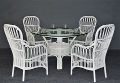 Rattan Dining Set 48" Round Bahama Style (4) Arm Chairs) Brand New (2) Frame Colors
