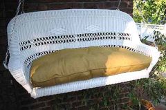 Resin Wicker Porch Swing Loveseat with Cushion