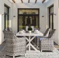 7 Piece (6 chairs) Canyon Lake Outdoor Aluminum Slat Top Dining Set