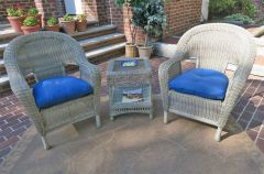 3 Piece Malibu Resin Wicker Chat Set with Square Table