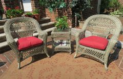 3 Piece Madrid Resin Wicker Chat Set (2) Chairs (Square Table)