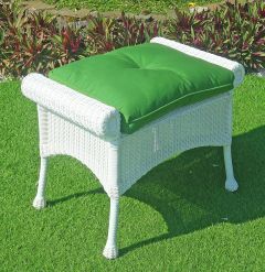 Cape May Resin Wicker Ottoman with Cushion, Premium 28% Thicker Indonesian 7 mm Synthetic Wicker 
