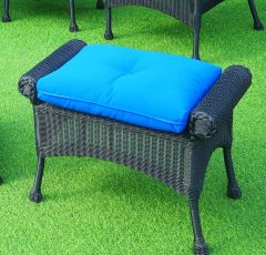 Cape May Resin Wicker Ottoman with Cushion, Premium 28% Thicker Indonesian 7 mm Synthetic Wicker