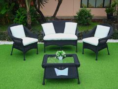 Cape May Resin Wicker 4 Piece Set w/Seat & Back Cushions, (2) Chairs- Premium 28% Thicker Indonesian 7 mm Synthetic Wicker, 2-Chairs