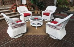Resin Wicker Swivel Glider Chair Conversation Set (1) 19.5" Table (4) Chairs