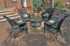 Malibu Resin Wicker Conversation Set (1) 19.5" High Table (4) Chairs