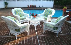 Palm Springs Resin Wicker Conversation Set (1) 24" High Table (4) Chairs