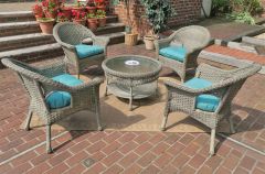 Veranda Resin Wicker Conversation Set (1) 19.5" High Table (4) Chairs