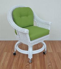 Wicker Dining Chair w/Castors White Diamond Style (Min 2)