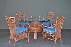 Rattan Dining Set 48" Round Dorado Style (2-Arm & 2-Side Chairs) Brand New (2) Frame Colors