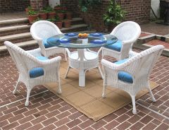 Wicker Dining Set 48" Round Diamond Style