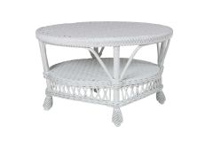Wicker Coffee Table, Round Vintage Style
