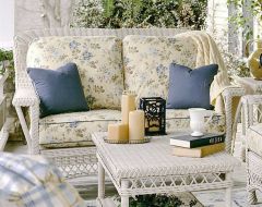 Lancaster Natural Wicker Love Seat High Back