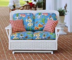 Lancaster Wicker Glider Love Seat High Back