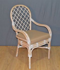 Rattan Dining Chair Whitewash Florentine Style w/Arms (Min 2)