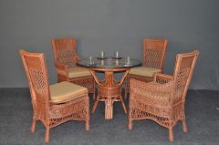 Wicker Dining Sets, Beaded Francesca 36" Round (2-Arm & 2-Sides Chairs) Brand New (2) Frame Colors