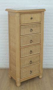 Rattan Dresser Lingerie Chest w/ Inset Glass Top, Natural Frame Finish, Isla Morada Style---Have Arrived