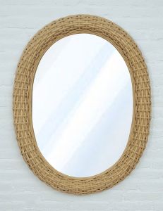 Rattan Mirror Oval Mirror, Natural Frame Finish, Isla Morada Style Brand New Design--Have Arrived