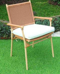 Wicker Dining Chair, Aluminum Frame w/Synthetic Wicker, Joyce Ann Style, Honey (Min 2)