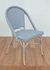 Resin Wicker Dining Chair, Premium 28% Thicker Indonesian 7 mm Gray Synthetic Wicker --Cafe Style (MIN. 4) over Aluminum Frames