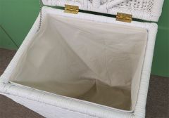 Wicker Hamper with Removable Cloth Lining, All Natural Rattan, White. Large Size