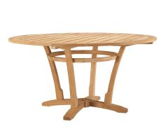 Lane Venture Edgewood Teak-Wood 63" Diameter Dining Table with Built in Umbrella Stand