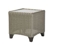 Requisite Synthetic Square End Table with Inset Glass Top