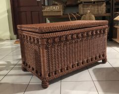 Wicker Trunk Victorian Beaded Teawash Brown Woodlined