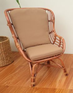 Micro Style Chair with Seat & Back Cushions, Tea Wash Brown