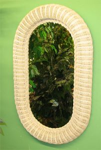 Wicker Mirror, Oval Wicker Mirror 19" x 34"