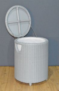Wicker Hampers, Medium Round Rattan Frame & Synthetic Wicker (Attached Lid)