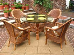  Wicker Dining Set 48" Round Monterey Style