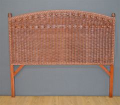 Wicker Headboard Full/Queen Teawash Brown Beaded Victorian Style