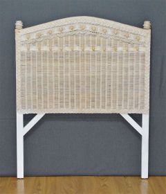Wicker Headboard, Twin White Wash Victorian Beaded Style