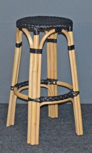 Wicker Bar Stools, Rattan Frames with Easy Clean Resin Wicker Seats. Lila Style Natural-Solid Black Top---SPECIAL Pricing