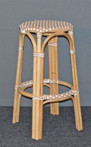 Wicker Bar Stools, Rattan Frames with Easy Clean Resin Wicker Seats. Lila Style Natural-White/Honey Top---SPECIAL Pricing
