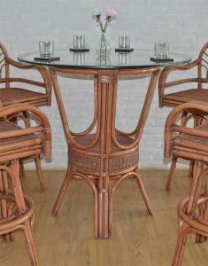 Wicker Bar Height Table w/42" 1/2 " thick Glass Top 1" Bevel