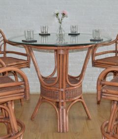 Pole Rattan 42" Counter Height Table with Glass Top