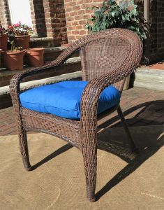 Resin Wicker Dining Chair With Cushion, Antique Brown