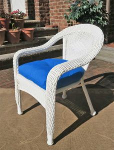 Resin Wicker Dining Chair With Cushion, White