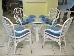 Rattan Dining Sets 42" Round Savannah Style (4-Arm Chairs)