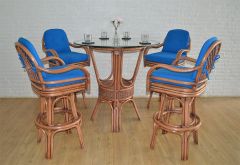Savanah 42" Round High Bar Height Rattan Dining Set