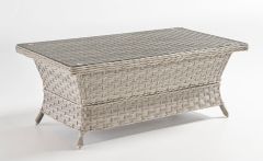 Countryside Resin Wicker Cocktail Table--Glass Top